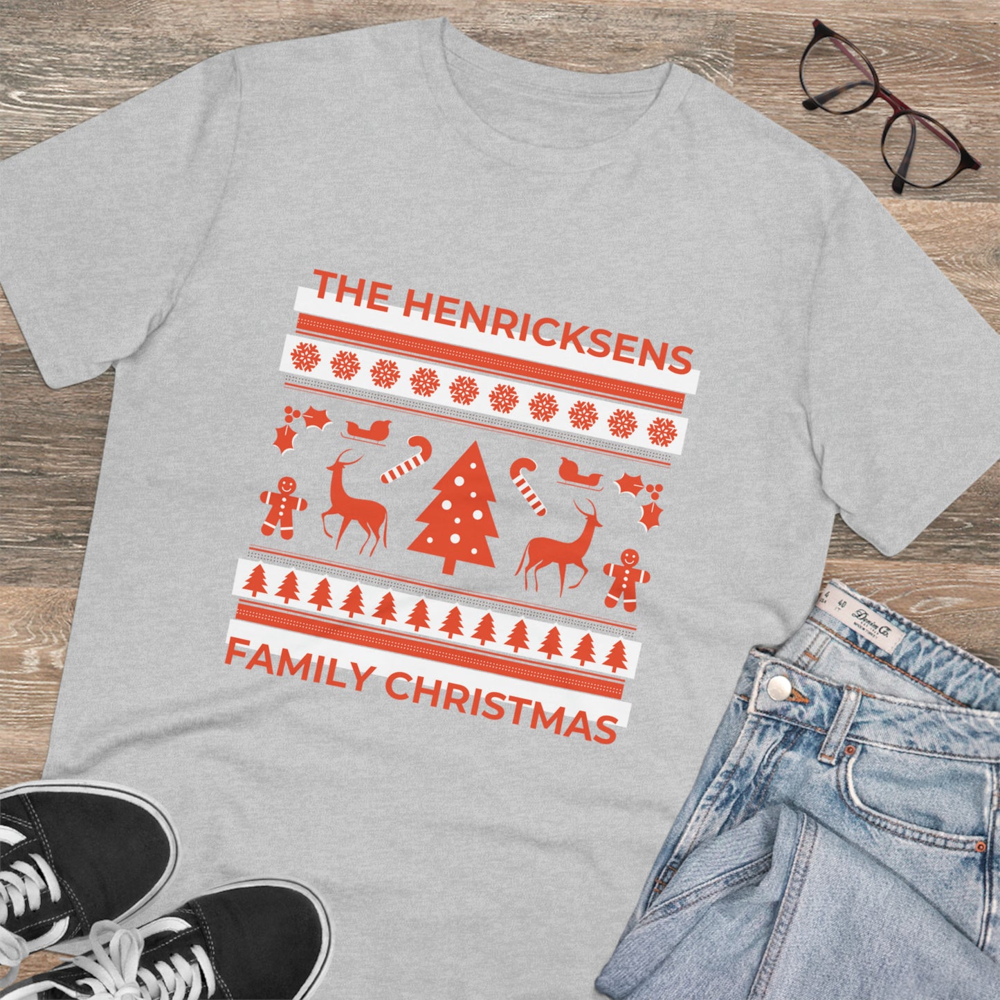 Family Christmas T-shirt Design Beautiful Christmas Gift New Year Tee Organic Creator T-shirt - Unisex