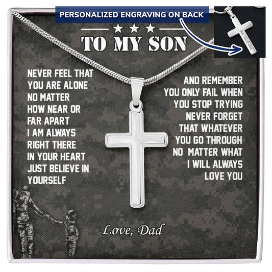 To My Son | I Will Always Love You - Personalized Cross Necklace