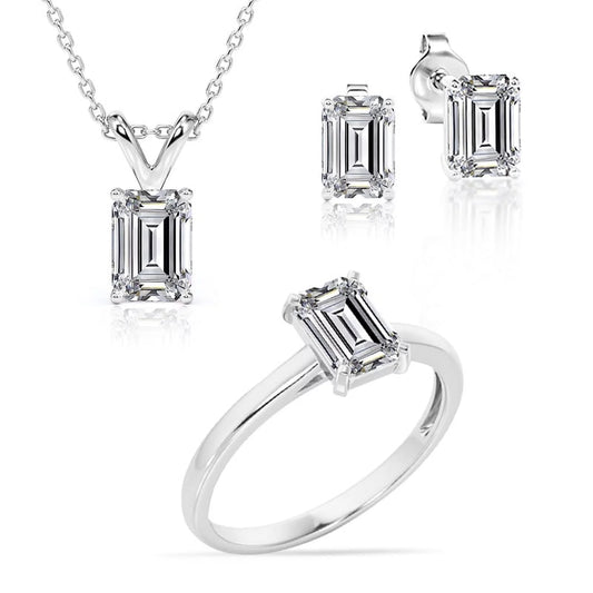 Beautiful christmas Gift Set of 3 Carat Moissanite with Ring, Earrings & Pendant